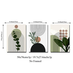 3pcs Geometry HD Canvas Art Poster Fresh Plant Art Decor Painting