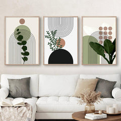 3pcs Geometry HD Canvas Art Poster Fresh Plant Art Decor Painting