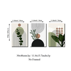 3pcs Geometry HD Canvas Art Poster Fresh Plant Art Decor Painting