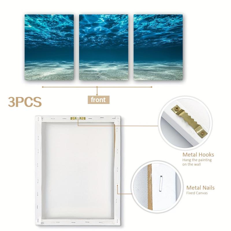 3pcs Modern Nordic Canvas Paintings Sea & Underwater Scenery