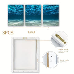 3pcs Modern Nordic Canvas Paintings Sea & Underwater Scenery