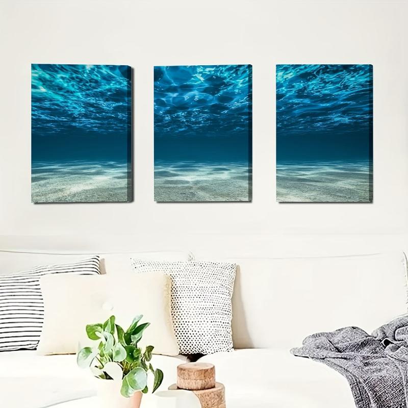 3pcs Modern Nordic Canvas Paintings Sea & Underwater Scenery