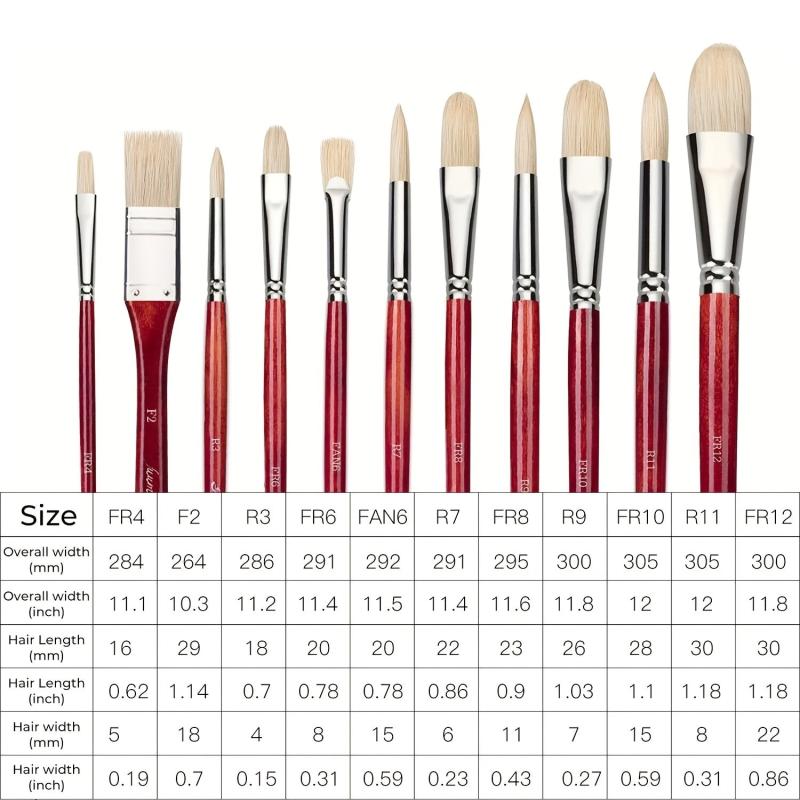 11pcs Professional Paint Brush Set Superior Hog Bristle Paint Brushes