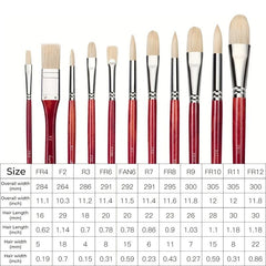 11pcs Professional Paint Brush Set Superior Hog Bristle Paint Brushes