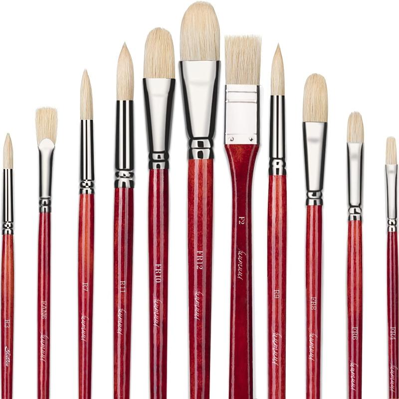 11pcs Professional Paint Brush Set Superior Hog Bristle Paint Brushes