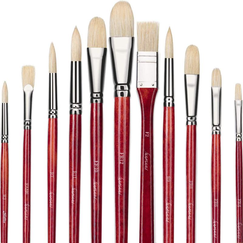 11pcs Professional Paint Brush Set Superior Hog Bristle Paint Brushes