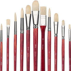 11pcs Professional Paint Brush Set Superior Hog Bristle Paint Brushes