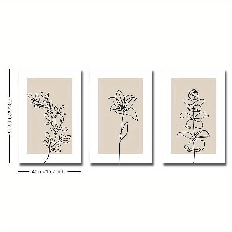 Boho Art Paintings Line Drawing Plant Canvas Poster Abstract Wall Picture
