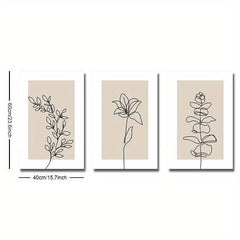 Boho Art Paintings Line Drawing Plant Canvas Poster Abstract Wall Picture
