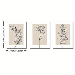 Boho Art Paintings Line Drawing Plant Canvas Poster Abstract Wall Picture