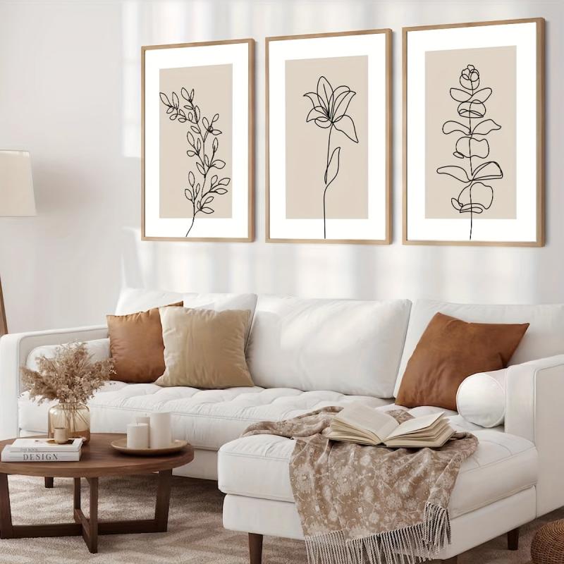 Boho Art Paintings Line Drawing Plant Canvas Poster Abstract Wall Picture
