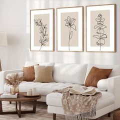 Boho Art Paintings Line Drawing Plant Canvas Poster Abstract Wall Picture