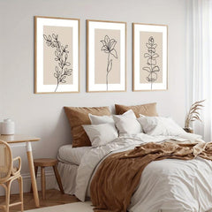 Boho Art Paintings Line Drawing Plant Canvas Poster Abstract Wall Picture