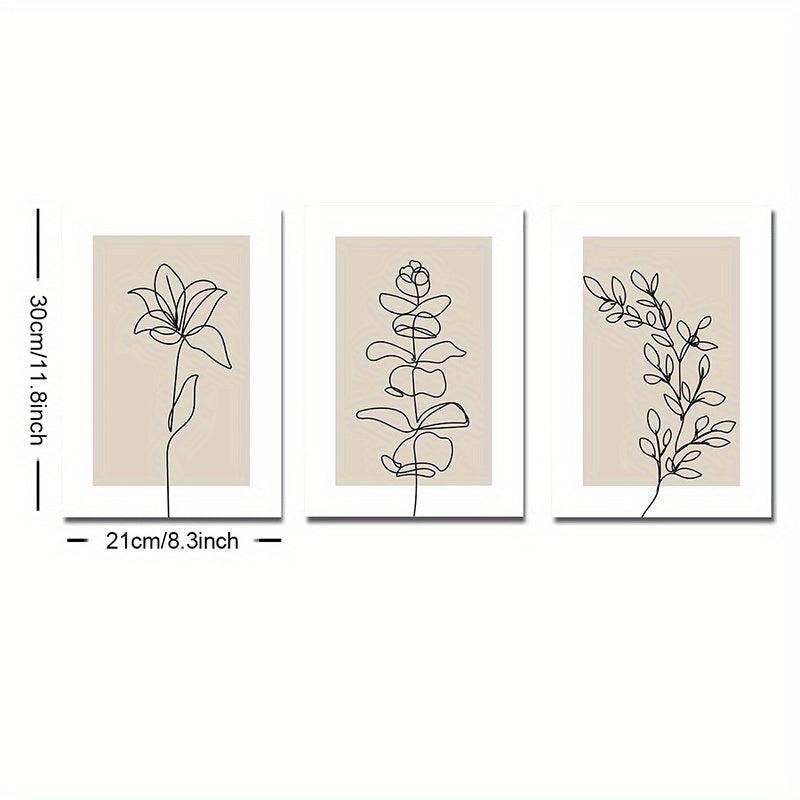 Boho Art Paintings Line Drawing Plant Canvas Poster Abstract Wall Picture