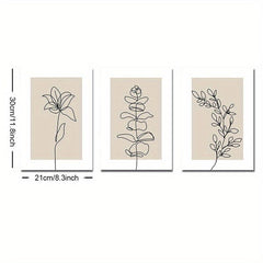 Boho Art Paintings Line Drawing Plant Canvas Poster Abstract Wall Picture