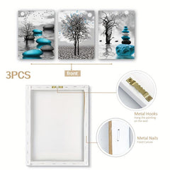 3pcs Minimalist Style Canvas Paintings Landscape Wall Art Decor