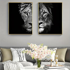 2pcs African Lion Wall Poster Canvas Painting 15.7x23.6in 40cmx60cm