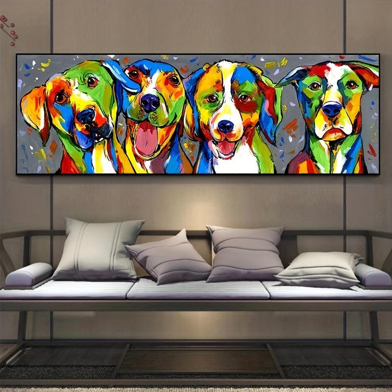 Vibrant Dogs Canvas Paintings for Kids Room Decoration