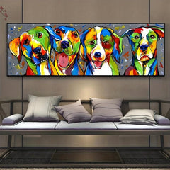 Vibrant Dogs Canvas Paintings for Kids Room Decoration