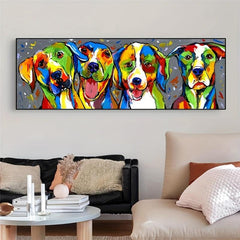 Vibrant Dogs Canvas Paintings for Kids Room Decoration