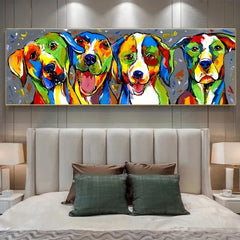 Vibrant Dogs Canvas Paintings for Kids Room Decoration
