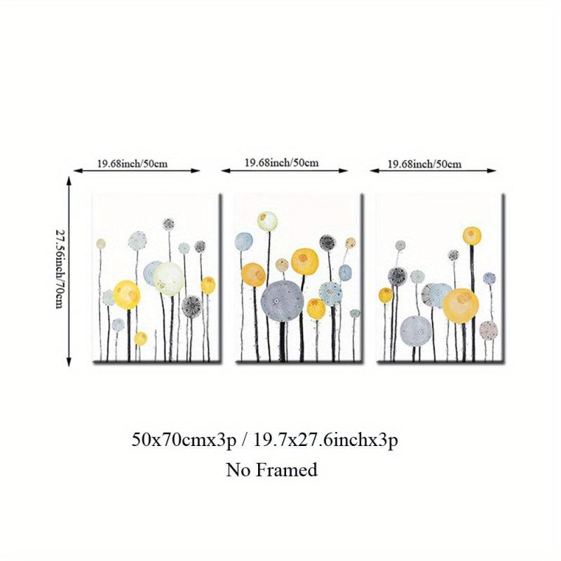 3pcs Dandelion Canvas Art Posters Cartoon Painting for Kids Bedroom Decor
