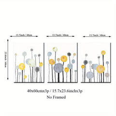 3pcs Dandelion Canvas Art Posters Cartoon Painting for Kids Bedroom Decor