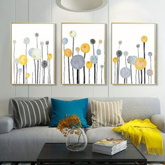 3pcs Dandelion Canvas Art Posters Cartoon Painting for Kids Bedroom Decor