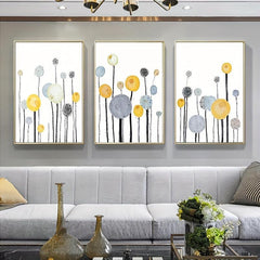 3pcs Dandelion Canvas Art Posters Cartoon Painting for Kids Bedroom Decor