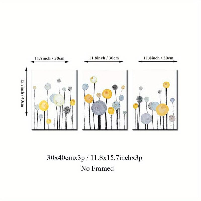 3pcs Dandelion Canvas Art Posters Cartoon Painting for Kids Bedroom Decor