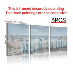 3pcs Abstract Beach and Sea View Canvas Paintings