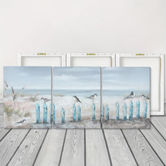 3pcs Abstract Beach and Sea View Canvas Paintings