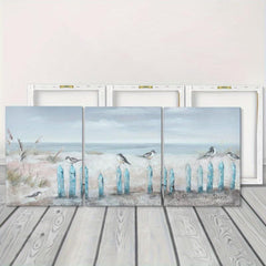 3pcs Abstract Beach and Sea View Canvas Paintings