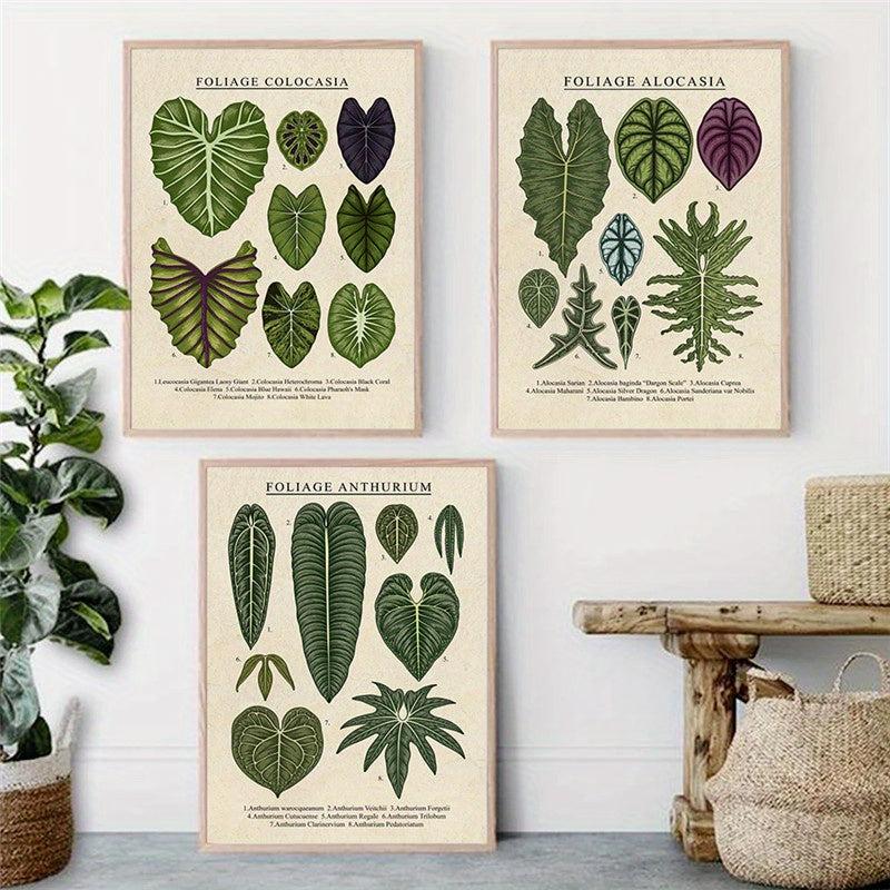 3pcs Foliage Plant Canvas Painting Wall Art For Living Room - Home Decor
