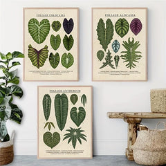 3pcs Foliage Plant Canvas Painting Wall Art For Living Room - Home Decor