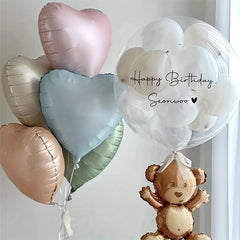 6pcs Happy Birthday Balloons with Heart & Number Foils