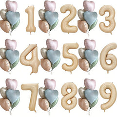 6pcs Happy Birthday Balloons with Heart & Number Foils