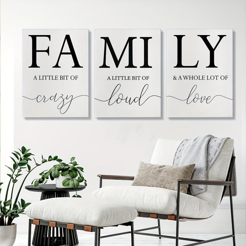 3pcs Framed Minimalist Poster Painting Mural Art Family Photo Living Room Decor