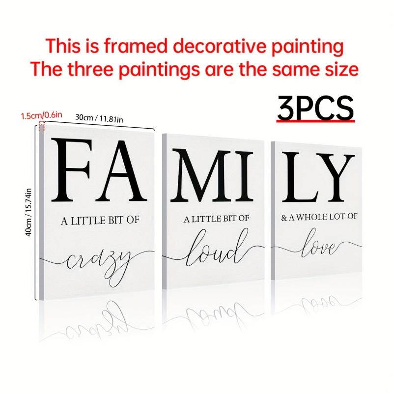 3pcs Framed Minimalist Poster Painting Mural Art Family Photo Living Room Decor