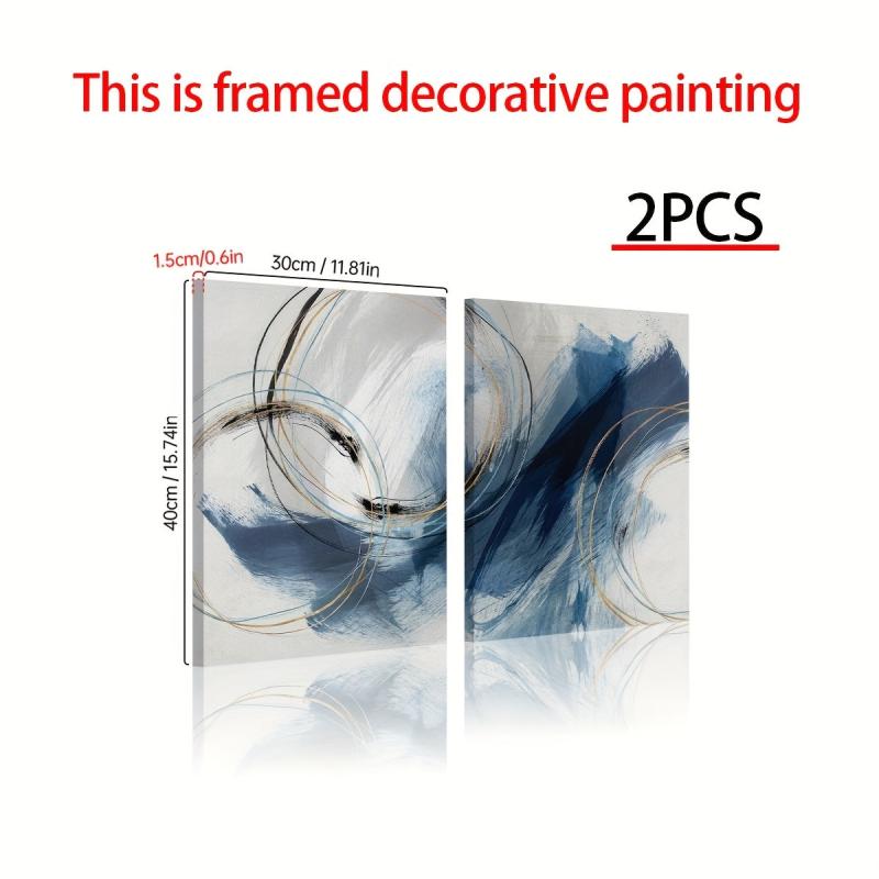 2pcs Framed Abstract Ink Style Marble Pattern Wall Art 30x39 Cm