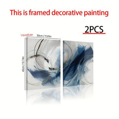 2pcs Framed Abstract Ink Style Marble Pattern Wall Art 30x39 Cm