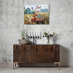 Barn Floral Red Truck Canvas Painting 40x30 cm Home Decor