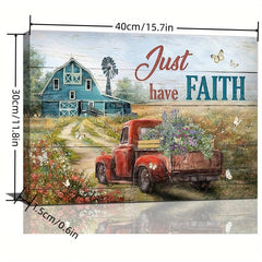 Barn Floral Red Truck Canvas Painting 40x30 cm Home Decor