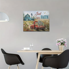Barn Floral Red Truck Canvas Painting 40x30 cm Home Decor