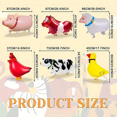6pcs Farm Animal Balloons Pack - Birthday Party and Room Decor