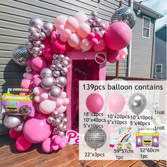 Rose Pink Balloons Garland Arch Kit Back To 80s 90s Party Deco