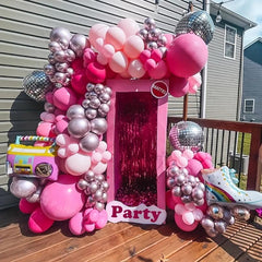 Rose Pink Balloons Garland Arch Kit Back To 80s 90s Party Deco