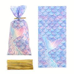 50pcs Mermaid Scales Candy Bundle Treat Bags for Kids' Parties