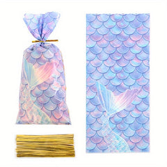 50pcs Mermaid Scales Candy Bundle Treat Bags for Kids' Parties
