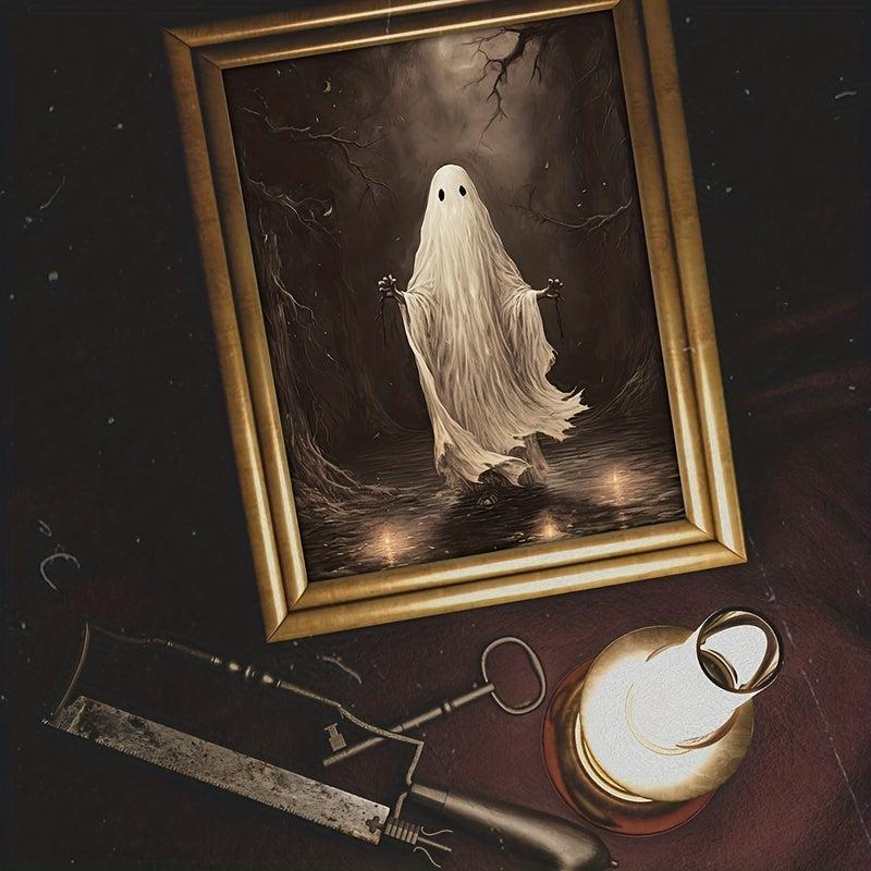 4pcs Canvas Poster Modern Art Halloween Crow Wall Art Spooky Ghost